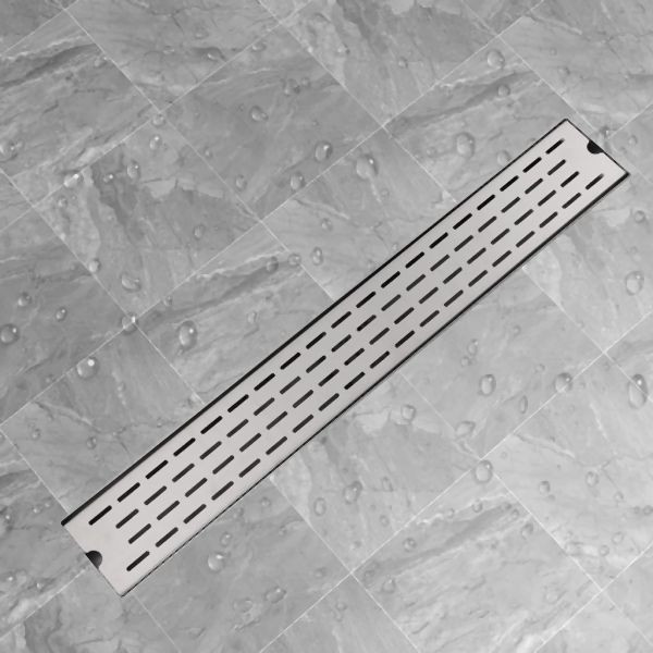 vidaXL Duschrinne 830x140 mm Edelstahl Linien-Design, 142180