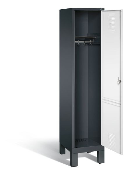 C+P Garderobenschrank Evolo, H1850xB420xT500mm, Farbe: Schwarzgrau / Verkehrsweiß, 48010-12 S10257