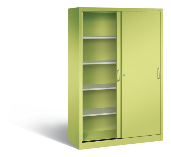C+P Schiebetürenschrank Acurado, H1950xB1200xT500mm, Farbe: Viridingrün / Viridingrün, Bügelgriff, 5 OH, 2050-00 S10222