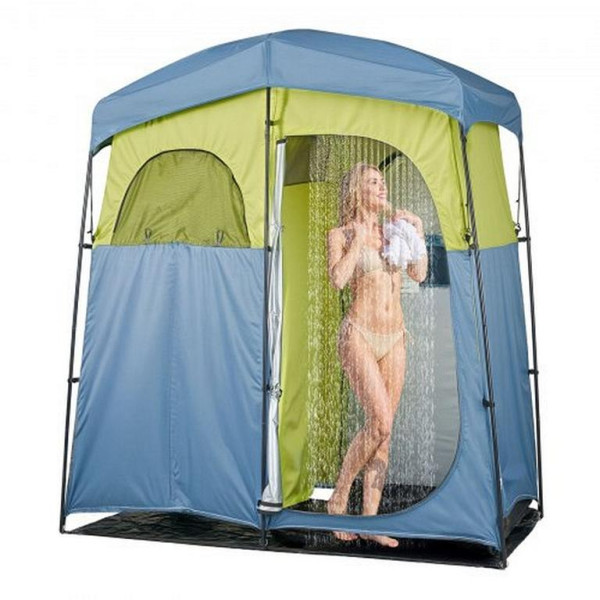 VEVOR Duschzelt 2 Räume (2133x1067x2133 mm) mit Duschtasche, inkl. Heringen, Seilen, Tragetasche, für Camping/Strand, SRZPZZSLYDL85MMZR001V0