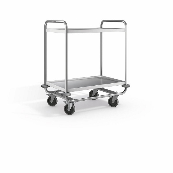 B.PRO Servierwagen SW 8 x 5 -2 schwere Ausführung, 2 Lenkrollen mit Feststeller und 2 Bockrollen, Stahl, verzinkt, 575460