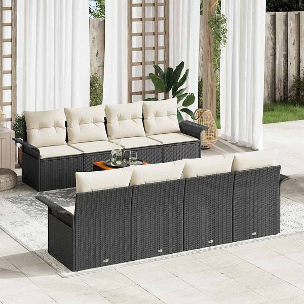 vidaXL Garten-Sofa-Set 7-teilig Schwarz und Creme 55 x 55 x 37 cm, 3355968