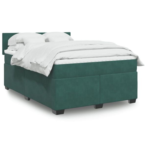 vidaXL Boxspringbett mit Matratze Dunkelgrün 160x200 cm Samt, 3288651