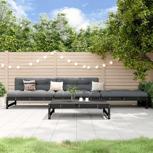 vidaXL 4-teilig Garten-Lounge-Set Schwarz Massivholz Kiefer, 3186596