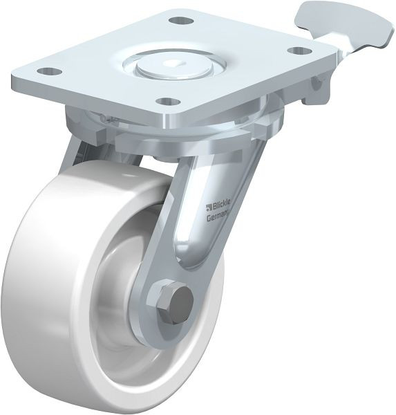 Blickle LO-SPO 127G-RI4 Stahlgeschweißte Schwerlast-Lenkrolle, Polyamid, Weiß, 852991