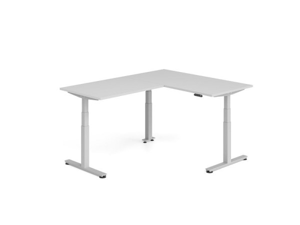 Hammerbacher Sitz-Steh-Winkeltisch 200x160cm Grau/Silber, VXDSMW1612/5/S