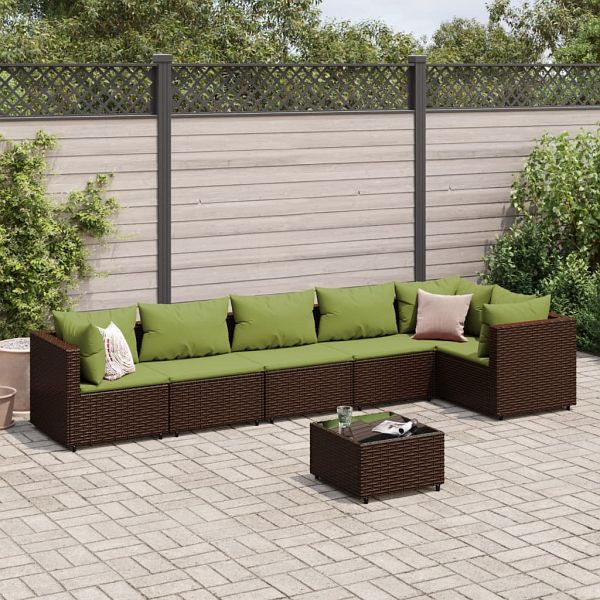 vidaXL 7-tlg. Garten-Lounge-Set mit Kissen Braun Poly Rattan, 3308118
