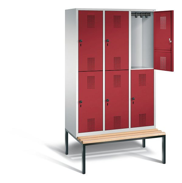 C+P Spind doppelstöckig Evolo, H2090xB1200xT815mm, Farbe: Lichtgrau / Rubinrot, 48350-32 S10050