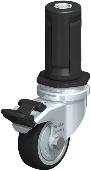 Blickle LRA-PATH 50K-FI-FK-ER04 Apparate-Lenkrolle mit Expander & Feststeller, Thermoplastisches Polyurethan, Grau, 848556