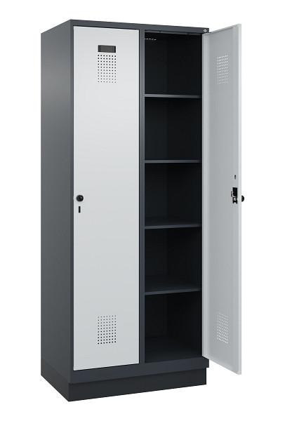 C+P Wäsche-Spind Evolo PLUS, mit Sockel, 2 Abteile, 1950x800x500mm, 7016/7035, Verschluss Drehriegel, Ablageböden 8, 049020-22B S10017