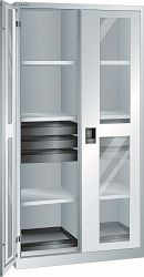LISTA Flügeltürschrank (BxTxH) 1000x580x1950mm CODE Lock, Lichtgrau, 6 Schubladen, 2 Auszugböden, 6 Verstellböden, 60.602.020.C