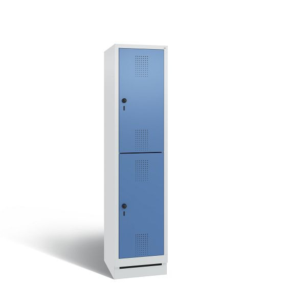 C+P Spind doppelstöckig Evolo, 1 Abteil, H1800xB420xT500 mm, Grau/Fernblau, 48320-12 S10335