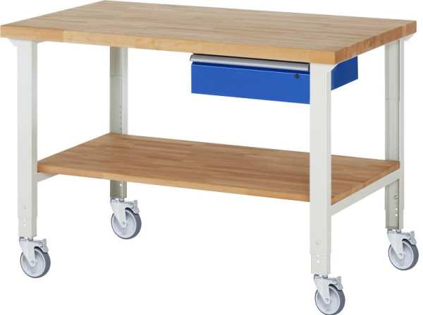 RAU Fahrbare Werkbank (höhenverstellbar) 7001A7, 1500x900x950-1000mm, 4 Lenkrollen, 05-7001A7-159B4H4.11