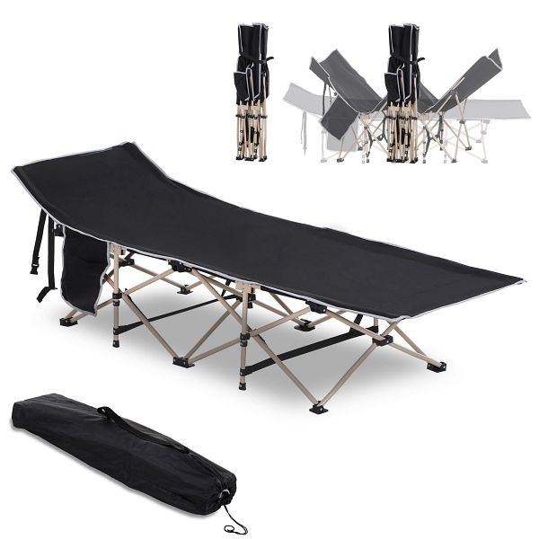 Outsunny Feldbett, Camping-Bett, klappbar, wetterbeständig, ink. Tragetasche, 190 cm x 68 cm x 52 cm, Schwarz, A20-116BK