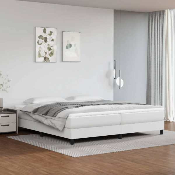 vidaXL Boxspringbett mit Matratze Weiß 200x200 cm Kunstleder, 3144280