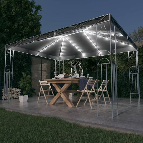 vidaXL Pavillon mit LED-Lichterkette 400x300 cm Anthrazit, 3070341