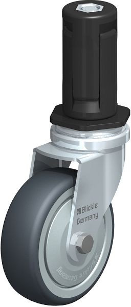 Blickle LRA-TPA 75K-FK-ER04 Apparate-Lenkrolle mit Expander, Thermoplastisches Gummi-Elastomer, Grau, 847821