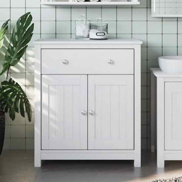 vidaXL Badschrank BERG Weiß 69,5x34x80 cm Massivholz Kiefer, 358542