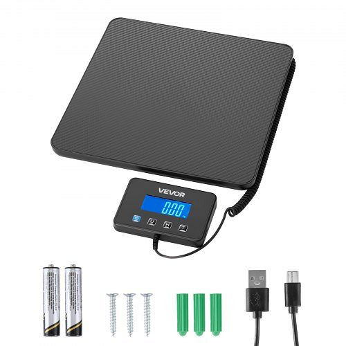 VEVOR Digitale Paketwaage, 10/100g, 200 kg mit Hold-/Tara-Funktion & LCD-Display, inkl. Batterie & Ladekabel, FTTCYX10G1113M56E001V9