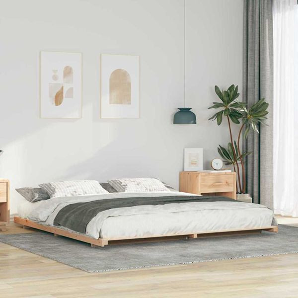 vidaXL Bodenbettgestell Braun 180 x 220 cm Massivholz Kiefer, 873136