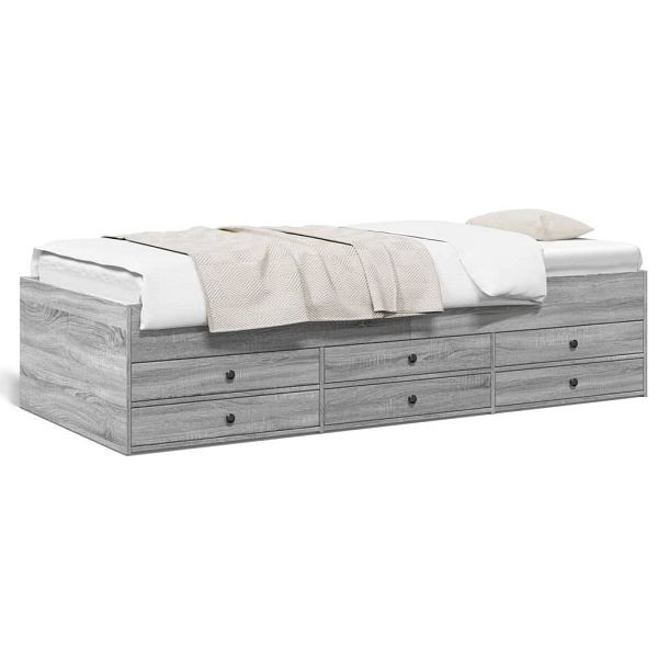vidaXL Tagesbett mit Schubladen Grau Sonoma 90x190 cm Holzwerkstoff, 3280886
