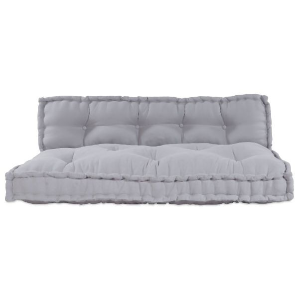 vidaXL Palettensofa Kissen mit Rückenlehne Grau Stoff, 4019099