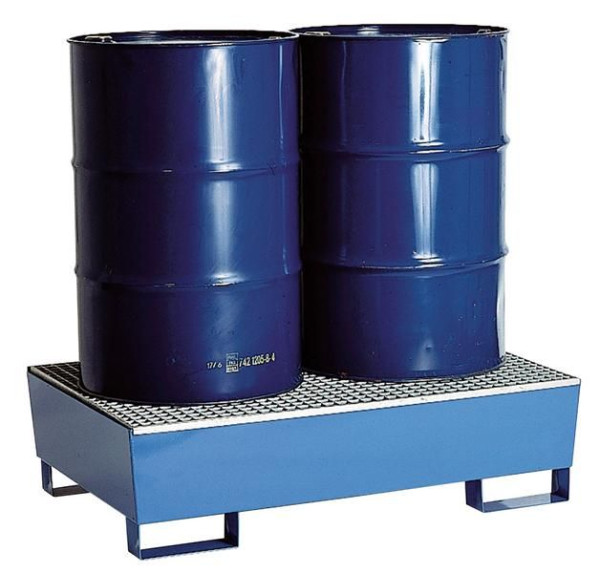 Schulte Fasspalette 260 x 1300 x 1300 mm, RAL 5010/verzinkt, für 2 Fässer, 14852