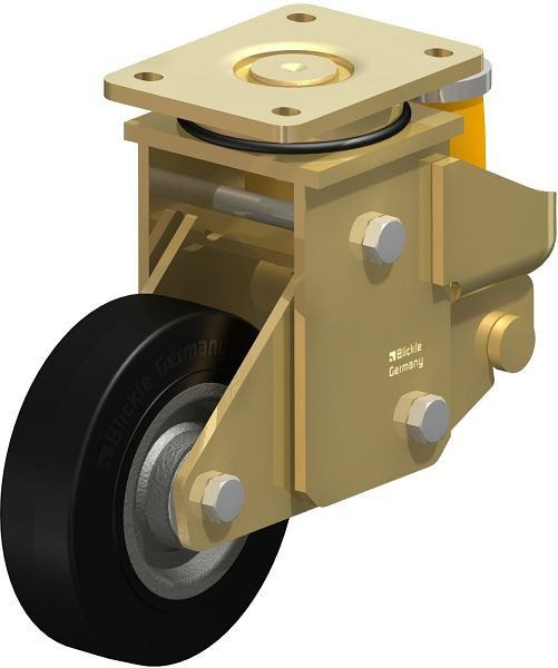 Blickle LSFE-SE 160K Stahlgeschweißte Schwerlast-Lenkrolle mit Polyurethanfeder, Elastik-Vollgummi, Schwarz, 614453