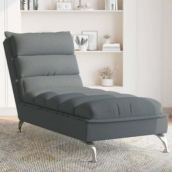 vidaXL Chaiselongue mit Kissen Dunkelgrau Stoff, 379469