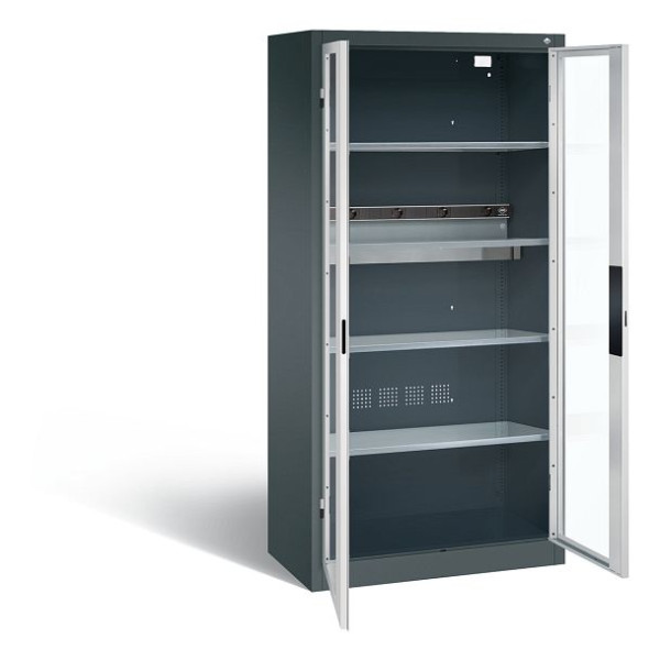 C+P Akkuladeschrank Serie 89, H1950xB930xT500mm, Farbe: Anthrazitgrau / Lichtgrau, Muldengriff, 8921-055E1 S10002