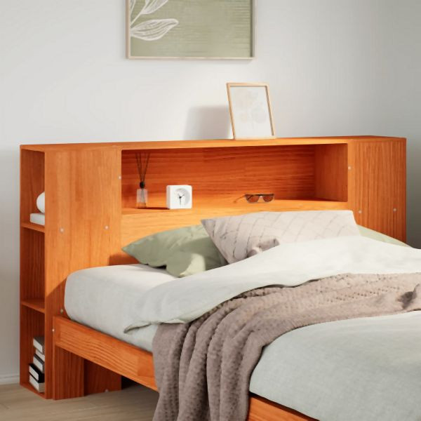 vidaXL Kopfteil mit Stauraum Wachsbraun 140 cm Massivholz Kiefer, 855632
