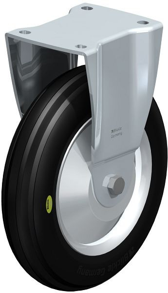 Blickle BH-VW 252R-FA Stahlblech-Bockrolle, Schwerlast-Ausführung, mit Anschraubplatte, Weichgummi, Schwarz, 849925