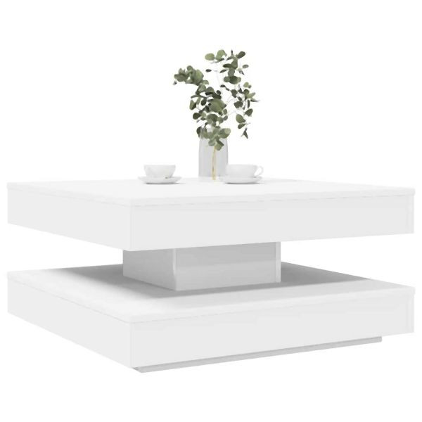 vidaXL Couchtisch 360-Grad Drehbar Weiß 70x70x34,5 cm, 858479