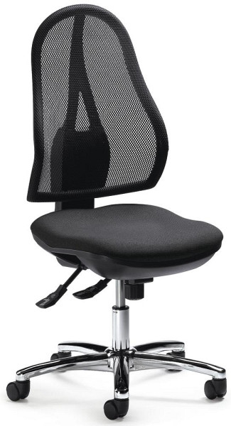 Deskin Bürodehstuhl COMFORT NET DELUXE ohne Armlehnen, Fußkreuz verchromt, Bezug Stoff Basic G, Farbe anthrazit, 257075