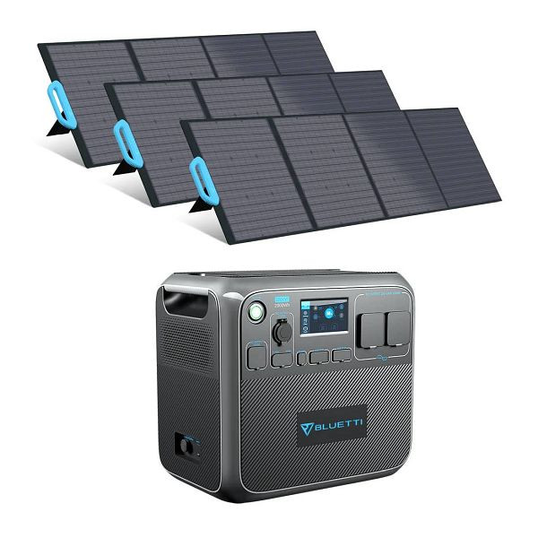 BLUETTI AC200P Tragbare Solargenerator + 3x PV200 Solarpanele, AC200P+3xPV200