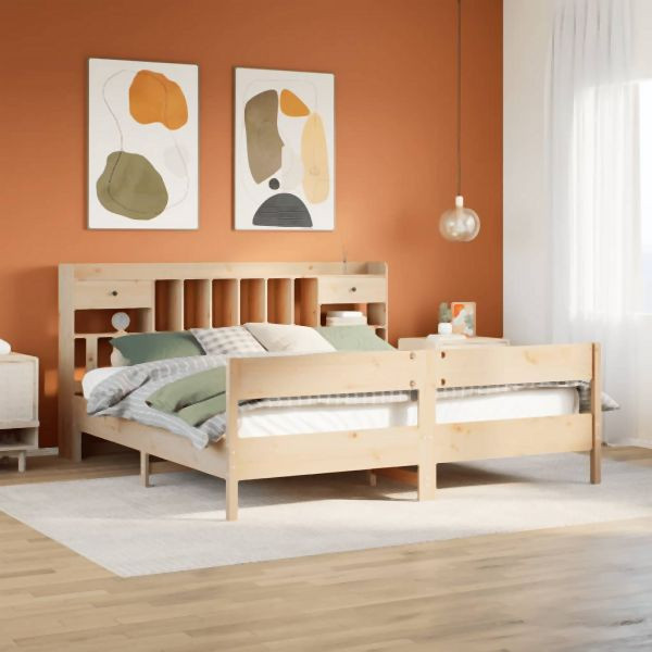 vidaXL Massivholzbett mit Regal ohne Matratze 180x200 cm Kiefer, 3323017