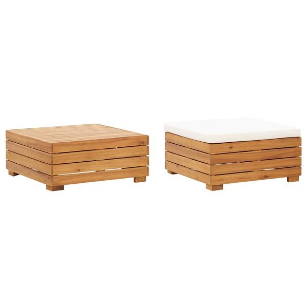vidaXL Gartentisch und Hocker mit Kissen Massivholz Akazie, 316083