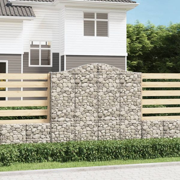 vidaXL Gabionen mit Hochbogen 9 Stück 200x30x180/200cm Verzinktes Eisen, 3145521