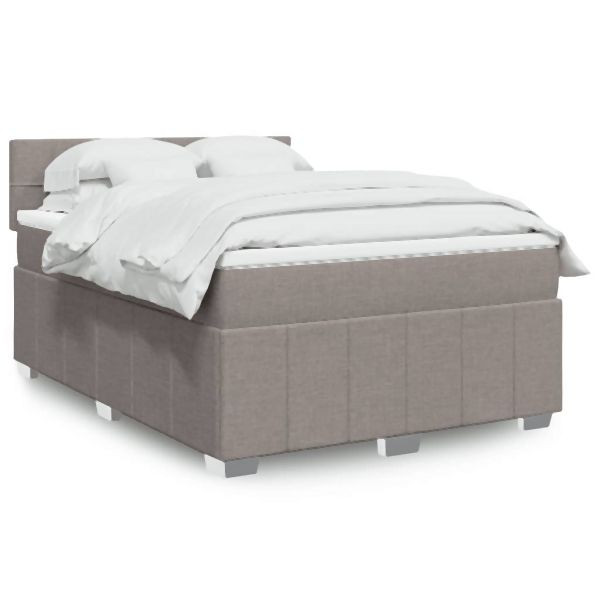 vidaXL Boxspringbett mit Matratze Taupe 140x190 cm Stoff, 3289367