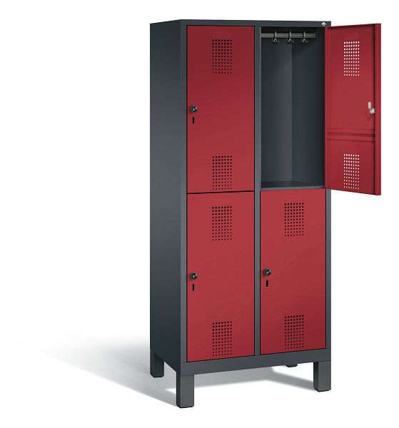 C+P Spind doppelstöckig Evolo, H1850xB810xT500mm, Farbe: Schwarzgrau / Rubinrot, 48310-22 S10051