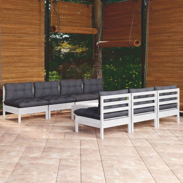 vidaXL 8-teilig Garten-Lounge-Set mit Anthrazit Kissen Kiefernholz, 3096137