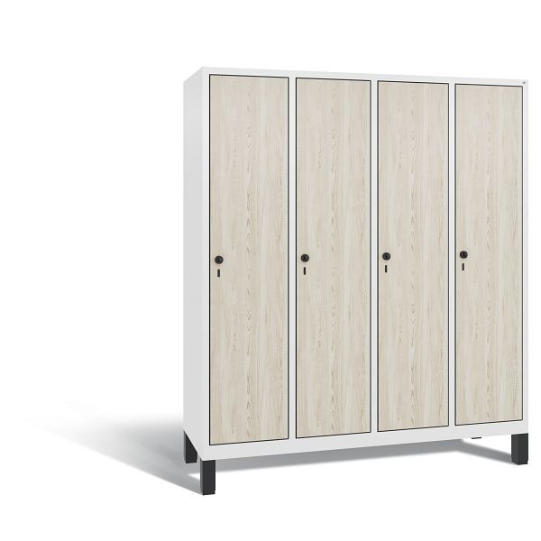 C+P Spind Evolo, 4 Abteile, H1850xB1590xT500 mm, Weiß/HPL Esche, 48010-42 S10202