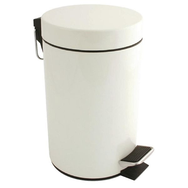 Bolero Pedaleimer weiß 3L, Edelstahl, herausnehmbarer Innenbehälter, DP039
