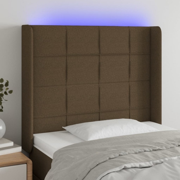 vidaXL LED Kopfteil Dunkelbraun 103x16x118/128 cm Stoff, 3124041