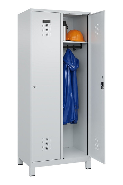 C+P Spind Evolo PLUS, mit Füßen, 2 Abteile, 1950x800x500mm, 7035/7035, Verschluss Zylinderschloss, Ablageböden 2, 049010-22 S10040