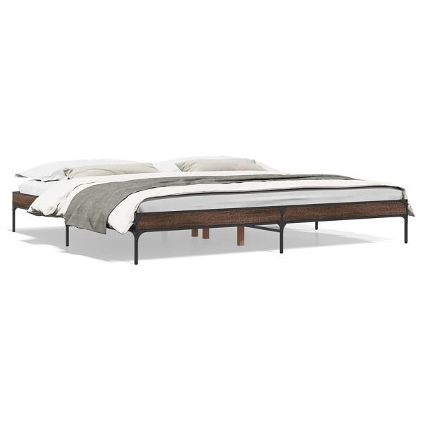 vidaXL Bettgestell Braun Eichen-Optik 200x200 cm Holzwerkstoff Metall, 845000