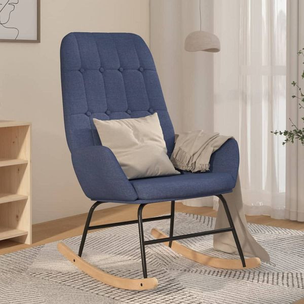 vidaXL Schaukelstuhl Blau Stoff (Polyester), Sperrholz, 341257