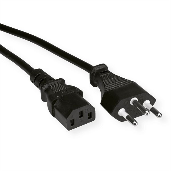 VALUE Netzkabel T12 auf C13, schwarz, 1,8 m, 19.99.1220