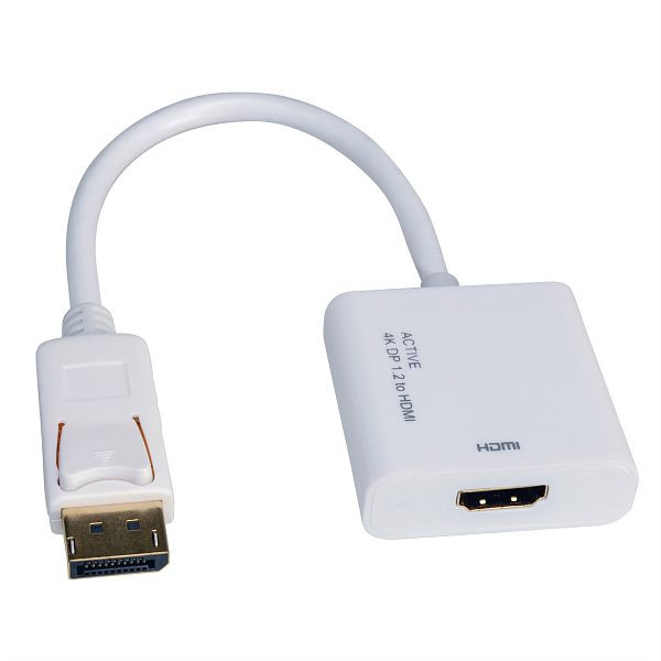 ROLINE 4K DisplayPort-HDMI Adapter, Version 1.2, DP ST - HDMI BU, Aktiv, Gewicht: 37.6 g, 12.03.3160