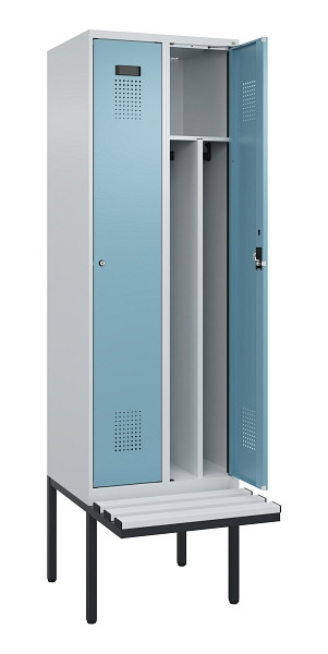 C+P Spind Evolo PLUS, 2 Abteile, 2120x600x815mm, 7035/0010, Zylinderschloss, Material Sitzfläche Kunststoff, 0490407-20F S10090